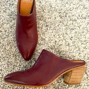 Wine leather mule